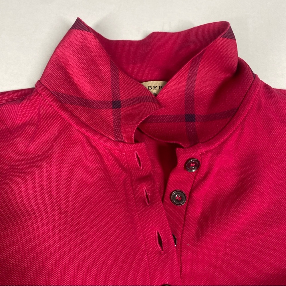 Burberry Women’s Small Pink Solid Pique Mesh Cotton Polo Shirt - Picture 4 of 10